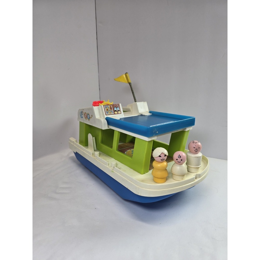VTG Fisher Price Little People Play Family Houseboat Boat 3 Figures 985 Clicks